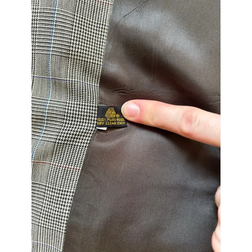 Vintage Jos. A Bank (Exec. Collection) Glen Plaid 100% Wool Blazer, Made in USA